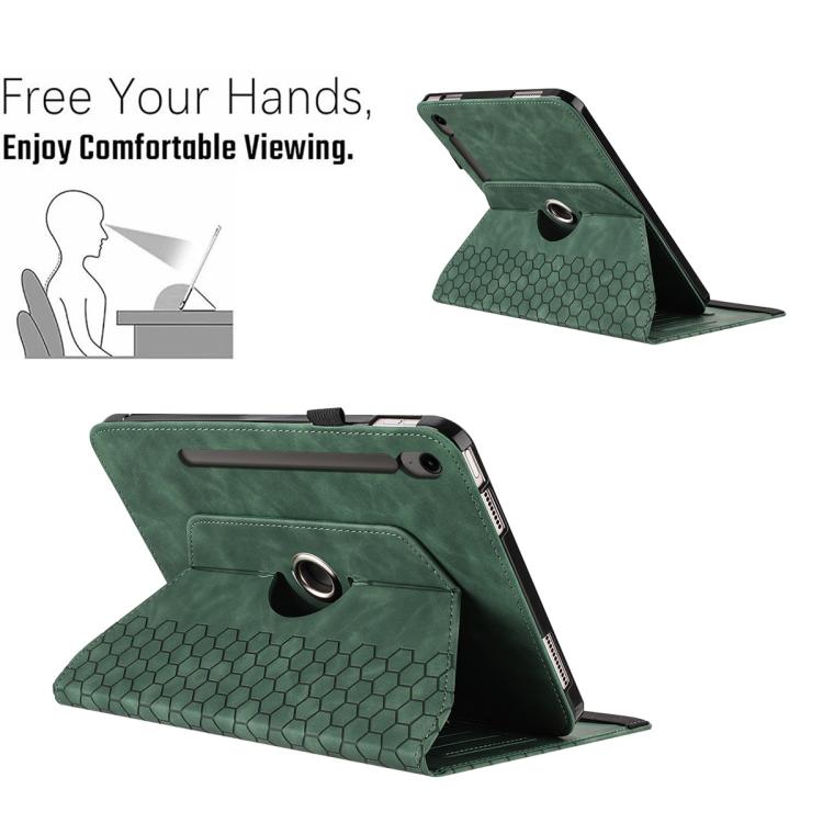 For Samsung Galaxy Tab S10 FE / Tab S10 FE+ Rotatable Honeycomb Embossed Smart Leather Tablet Case