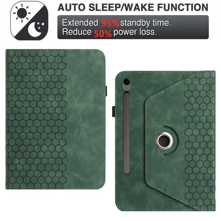 For Samsung Galaxy Tab S10 FE / Tab S10 FE+ Rotatable Honeycomb Embossed Smart Leather Tablet Case