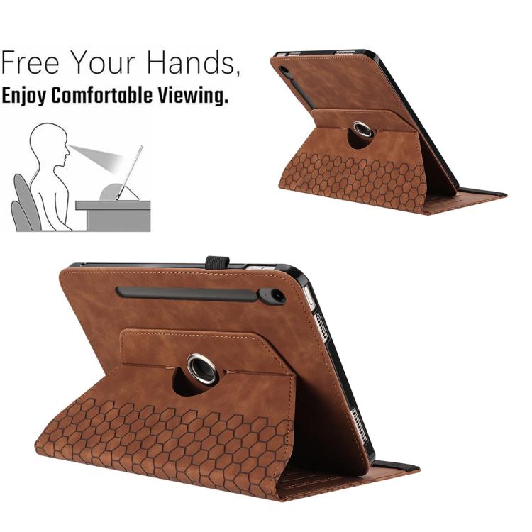 For Samsung Galaxy Tab S10 FE / Tab S10 FE+ Rotatable Honeycomb Embossed Smart Leather Tablet Case
