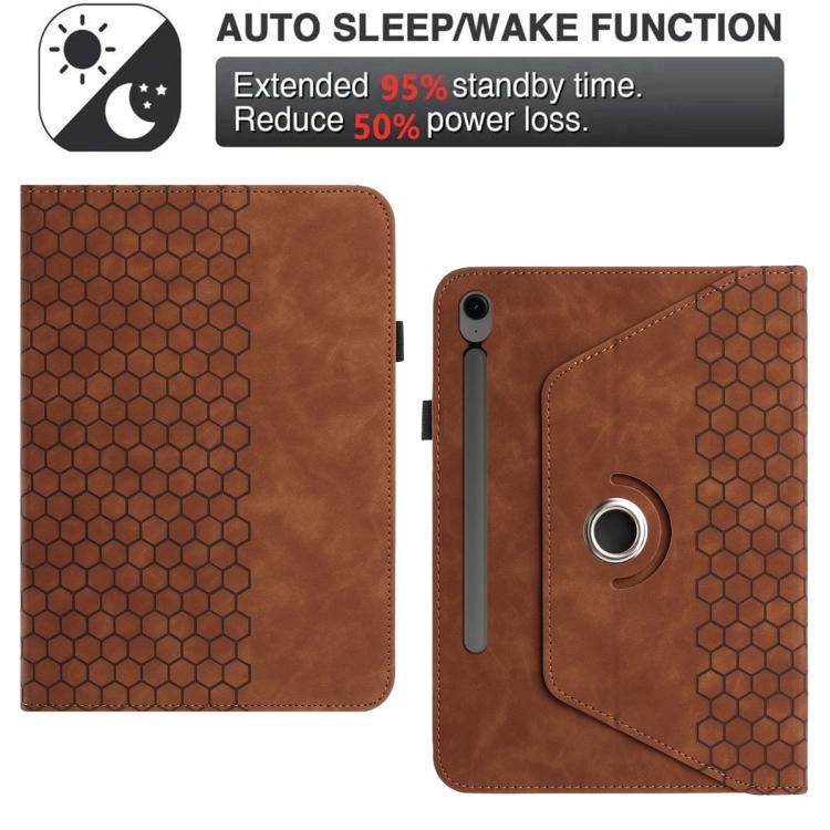 For Samsung Galaxy Tab S10 FE / Tab S10 FE+ Rotatable Honeycomb Embossed Smart Leather Tablet Case