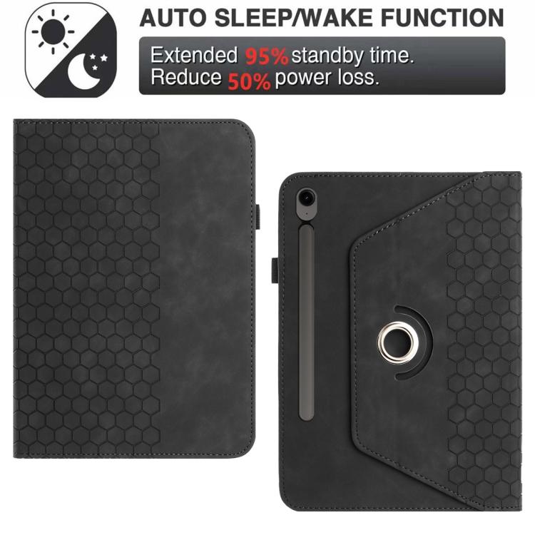 For Samsung Galaxy Tab S10 FE / Tab S10 FE+ Rotatable Honeycomb Embossed Smart Leather Tablet Case