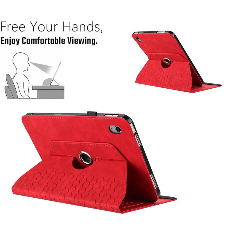 For iPad 2025 / 2022 Rotatable Honeycomb Embossed Smart Leather Tablet Case