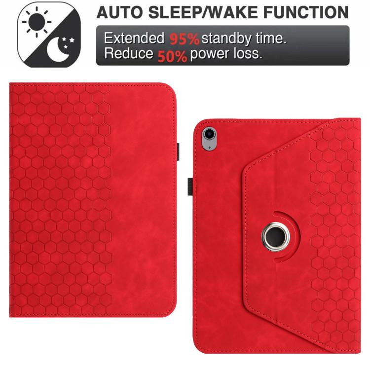 For iPad 2025 / 2022 Rotatable Honeycomb Embossed Smart Leather Tablet Case