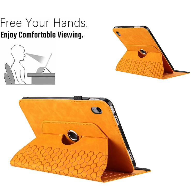 For iPad 2025 / 2022 Rotatable Honeycomb Embossed Smart Leather Tablet Case