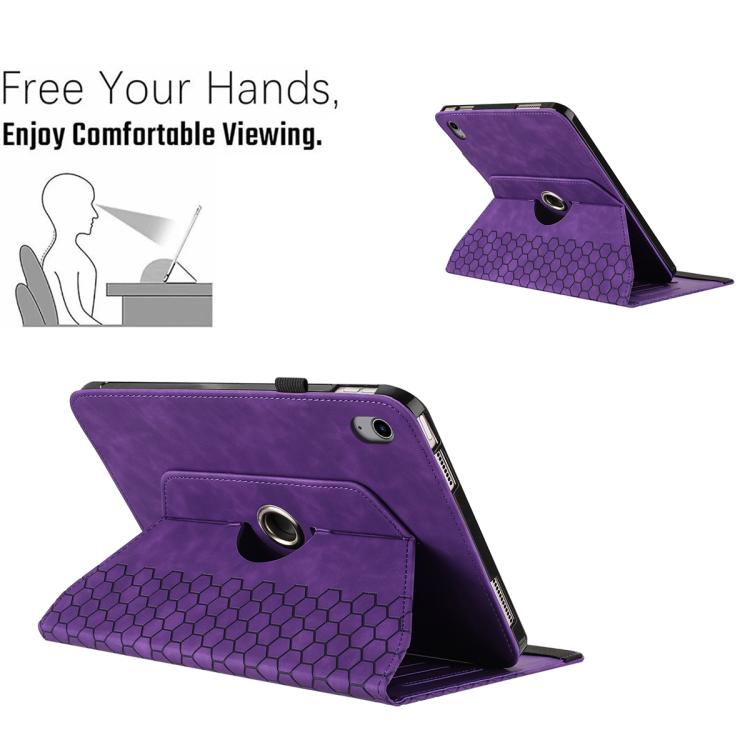 For iPad 2025 / 2022 Rotatable Honeycomb Embossed Smart Leather Tablet Case