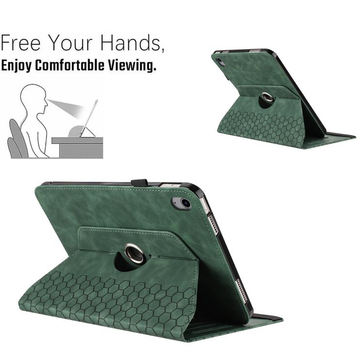 For iPad 2025 / 2022 Rotatable Honeycomb Embossed Smart Leather Tablet Case