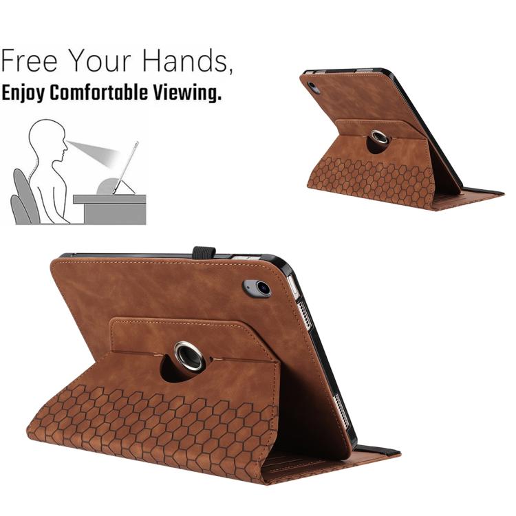 For iPad 2025 / 2022 Rotatable Honeycomb Embossed Smart Leather Tablet Case