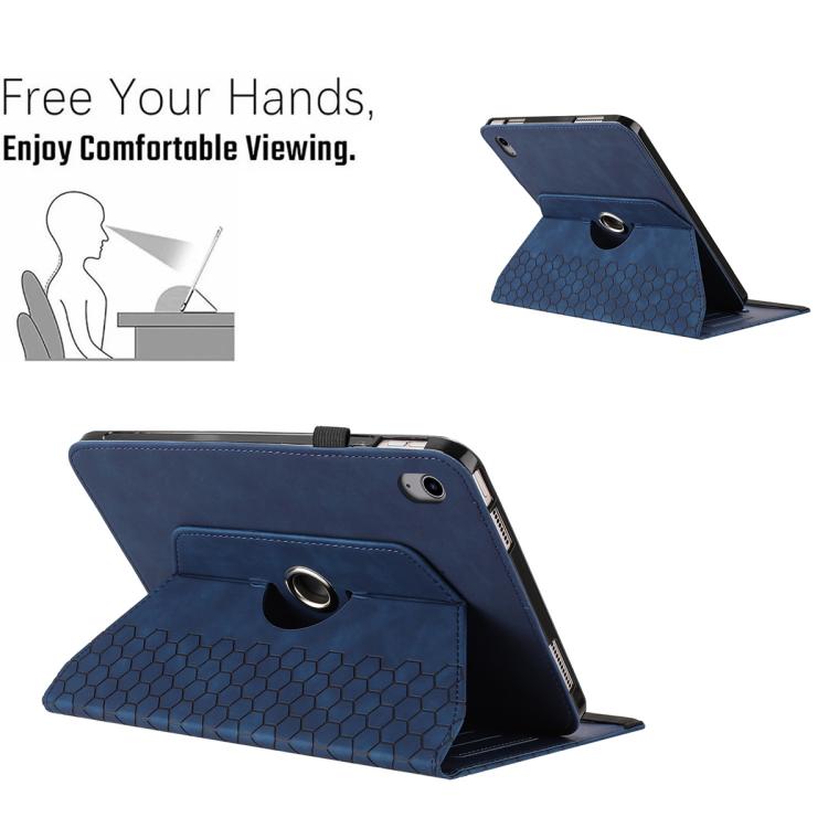 For iPad 2025 / 2022 Rotatable Honeycomb Embossed Smart Leather Tablet Case