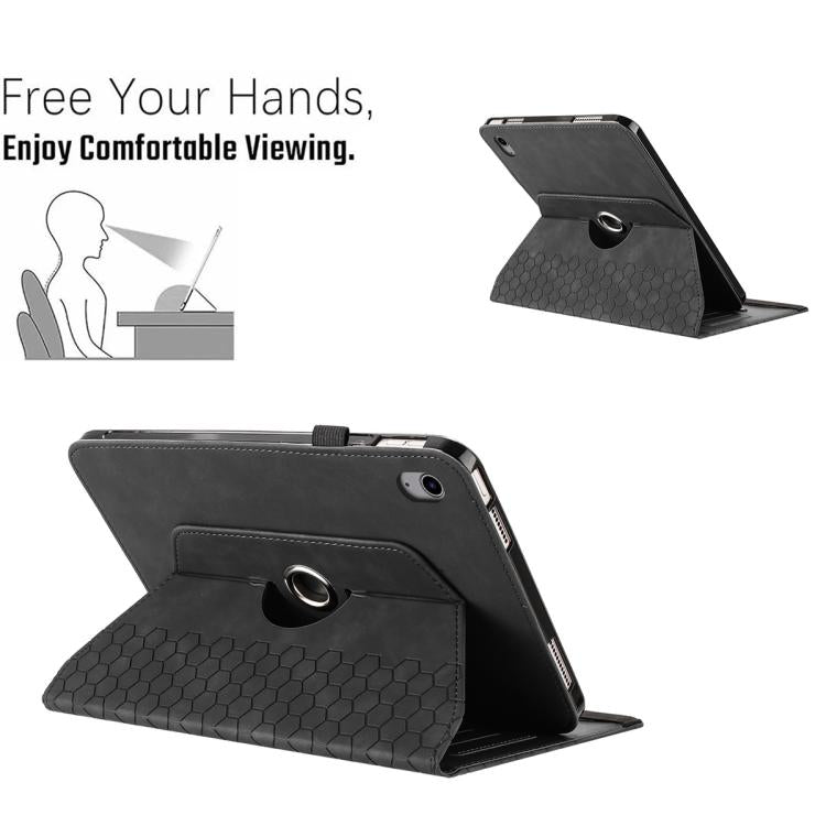 For iPad 2025 / 2022 Rotatable Honeycomb Embossed Smart Leather Tablet Case