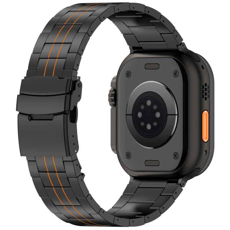 For Apple Watch 46mm / 49mm / 45mm / 44mm Three-bead Safety Clasp Titanium Alloy Watch Band