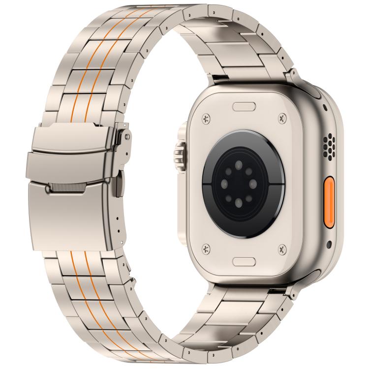For Apple Watch 42mm / 41mm / 40mm / 38mm Three-bead Safety Clasp Titanium Alloy Watch Band