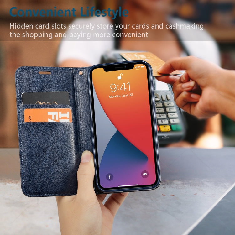 For iPhone 12 mini Double-sided Absorption Splicing Horizontal Flip Leather Case with Holder & Card Slots & Lanyard