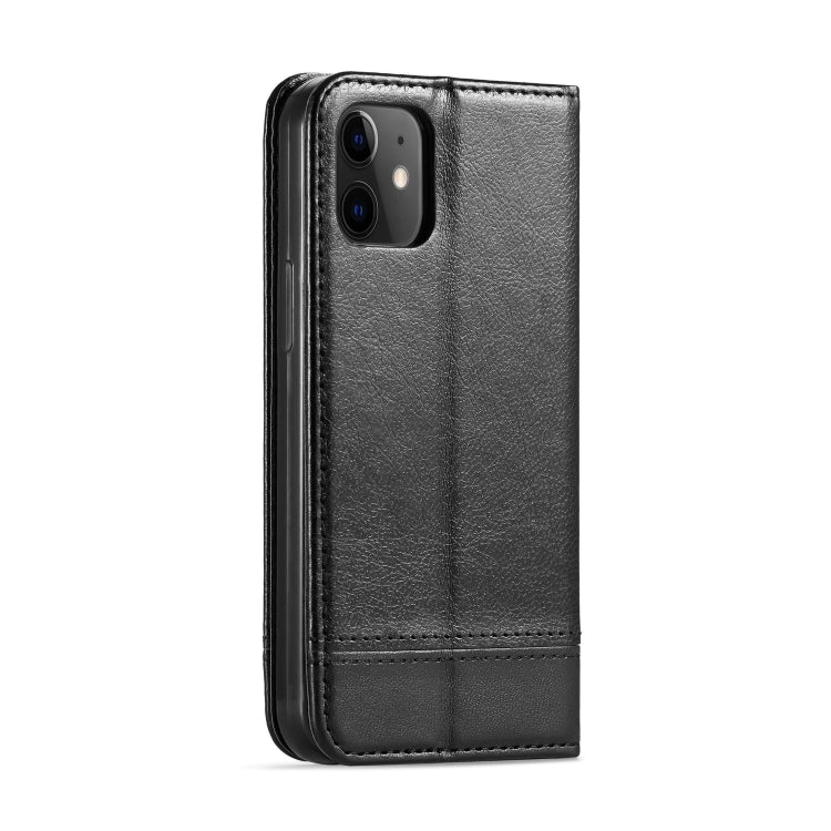 For iPhone 12 / 12 Pro Double-sided Absorption Splicing Horizontal Flip Leather Case with Holder & Card Slots & Lanyard