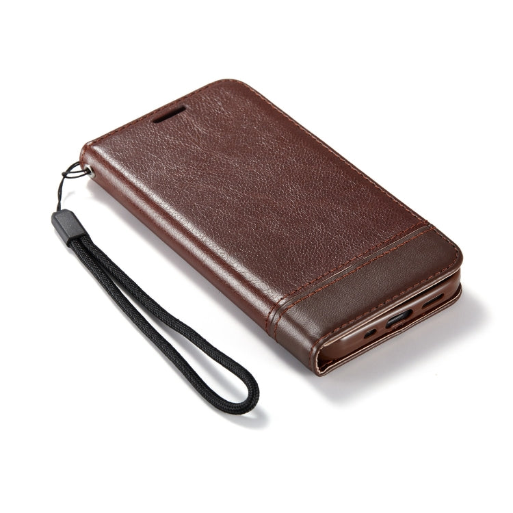 For iPhone 12 Pro Max Double-sided Absorption Splicing Horizontal Flip Leather Case with Holder & Card Slots & Lanyard