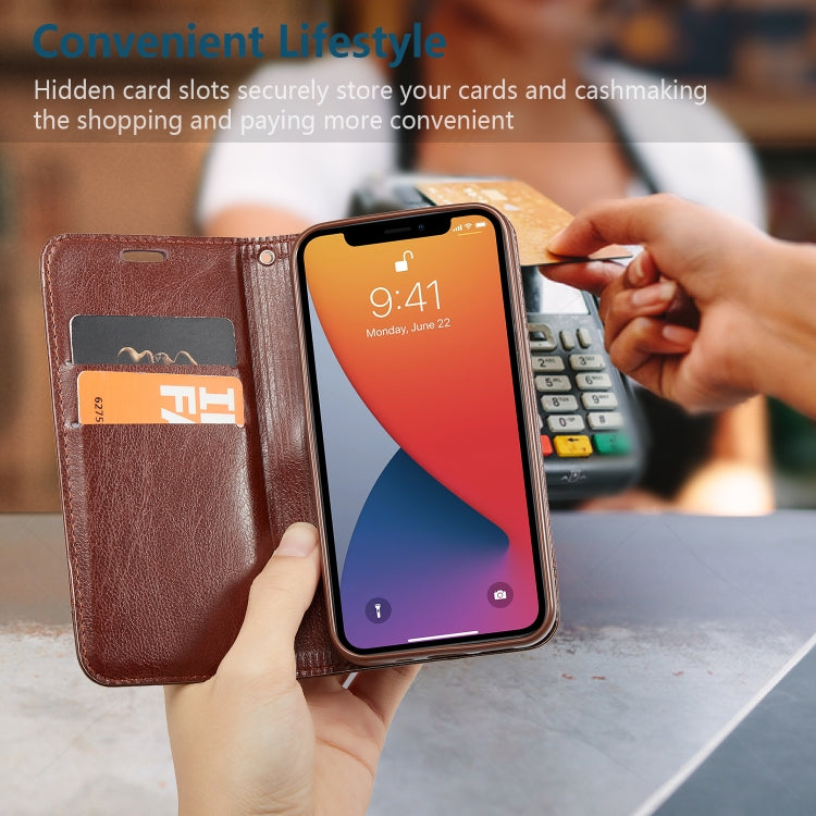For iPhone 12 Pro Max Double-sided Absorption Splicing Horizontal Flip Leather Case with Holder & Card Slots & Lanyard