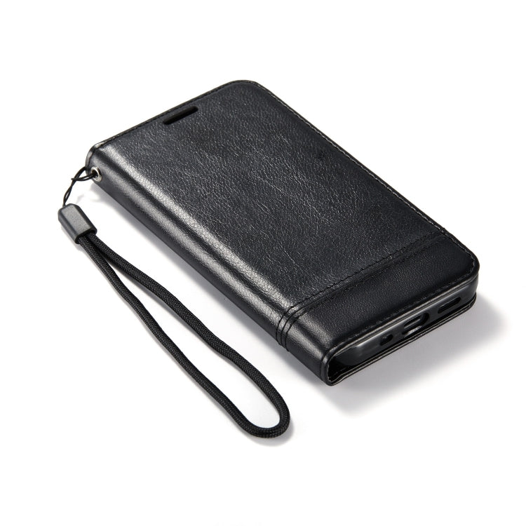 For iPhone 12 Pro Max Double-sided Absorption Splicing Horizontal Flip Leather Case with Holder & Card Slots & Lanyard