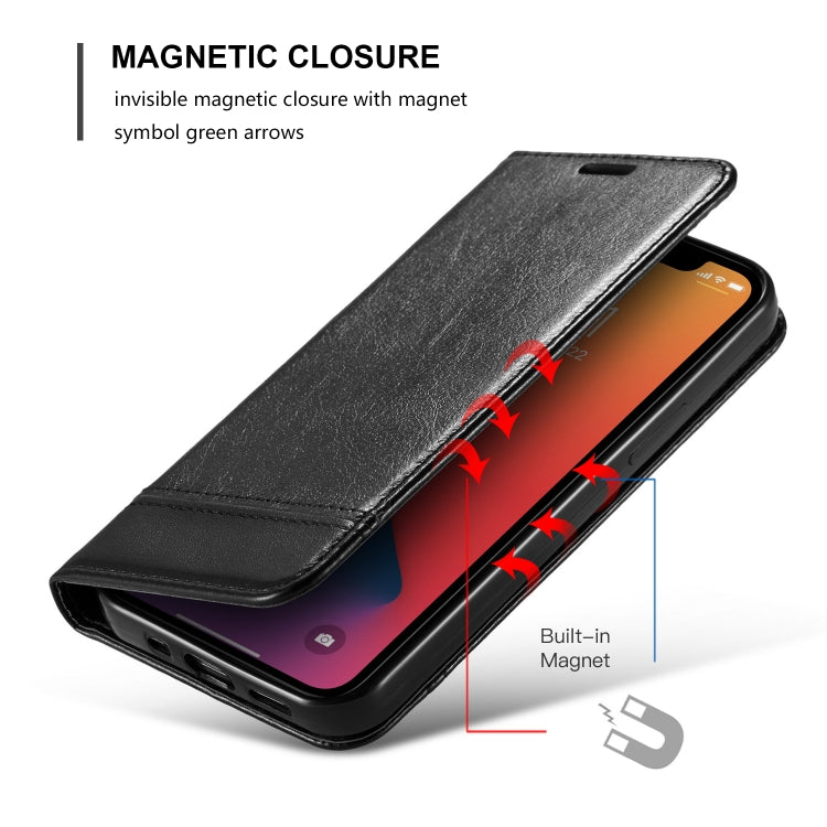 For iPhone 12 Pro Max Double-sided Absorption Splicing Horizontal Flip Leather Case with Holder & Card Slots & Lanyard