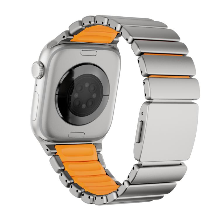 For Apple Watch 46mm / 49mm / 45mm / 44mm Magnetic Norman Buckle Integrated One-bead Stainless Steel Watch Band