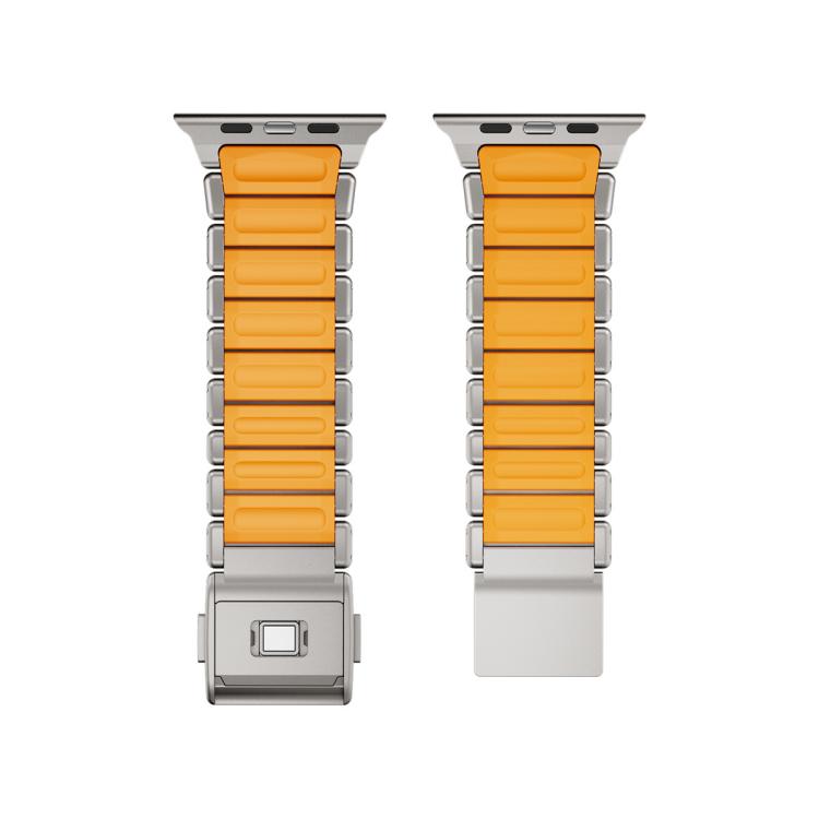 For Apple Watch 46mm / 49mm / 45mm / 44mm Magnetic Norman Buckle Integrated One-bead Stainless Steel Watch Band