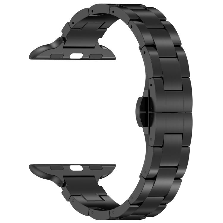 For Apple Watch 46mm / 49mm / 45mm / 44mm Slim Waist Three-bead Butterfly Buckle Titanium Alloy Watch Band