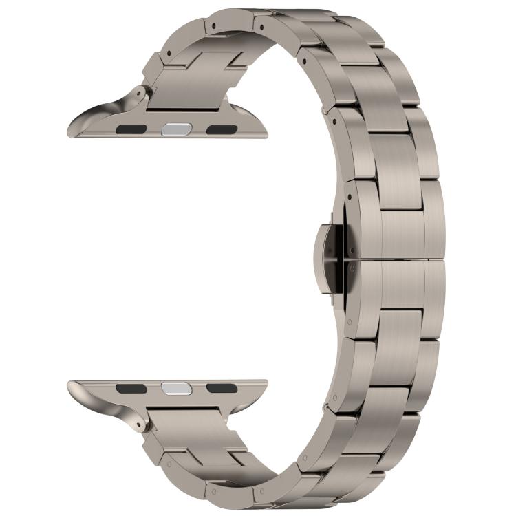 For Apple Watch 46mm / 49mm / 45mm / 44mm Slim Waist Three-bead Butterfly Buckle Titanium Alloy Watch Band