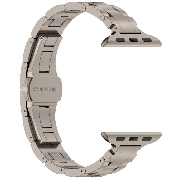 For Apple Watch 46mm / 49mm / 45mm / 44mm Slim Waist Three-bead Butterfly Buckle Titanium Alloy Watch Band