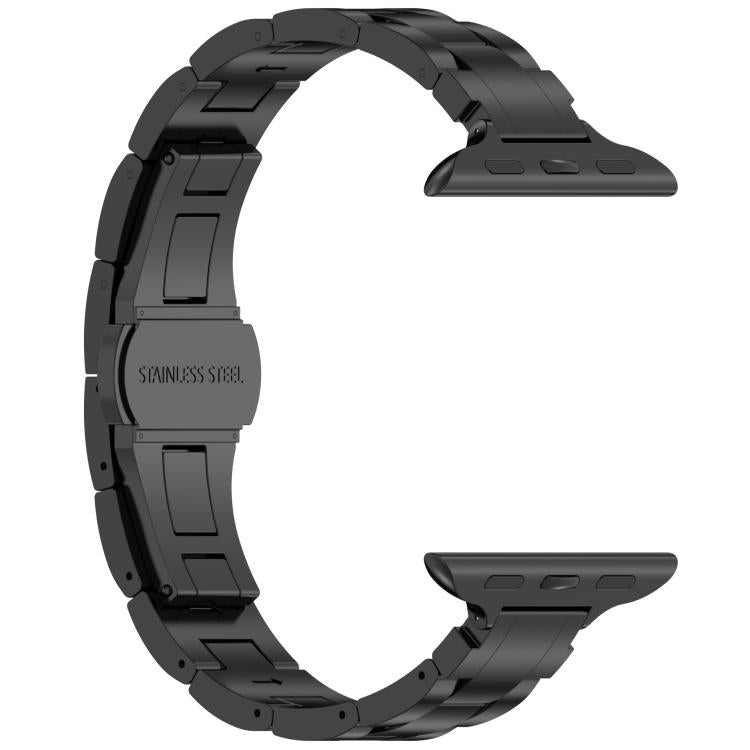 For Apple Watch 42mm / 41mm / 40mm / 38mm Slim Waist Three-bead Butterfly Buckle Titanium Alloy Watch Band