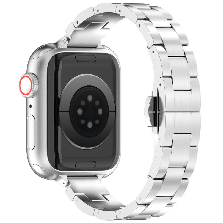 For Apple Watch 42mm / 41mm / 40mm / 38mm Slim Waist Three-bead Butterfly Buckle Titanium Alloy Watch Band