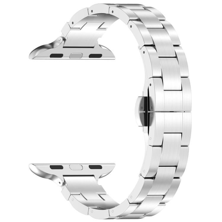 For Apple Watch 42mm / 41mm / 40mm / 38mm Slim Waist Three-bead Butterfly Buckle Titanium Alloy Watch Band