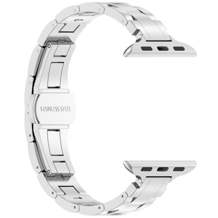 For Apple Watch 42mm / 41mm / 40mm / 38mm Slim Waist Three-bead Butterfly Buckle Titanium Alloy Watch Band