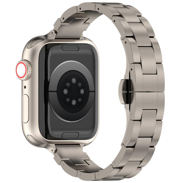For Apple Watch 42mm / 41mm / 40mm / 38mm Slim Waist Three-bead Butterfly Buckle Titanium Alloy Watch Band