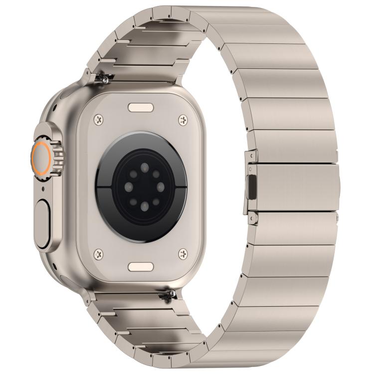 For Apple Watch 46mm / 49mm / 45mm / 44mm One-bead Quick-release Flat Buckle Titanium Alloy Watch Band