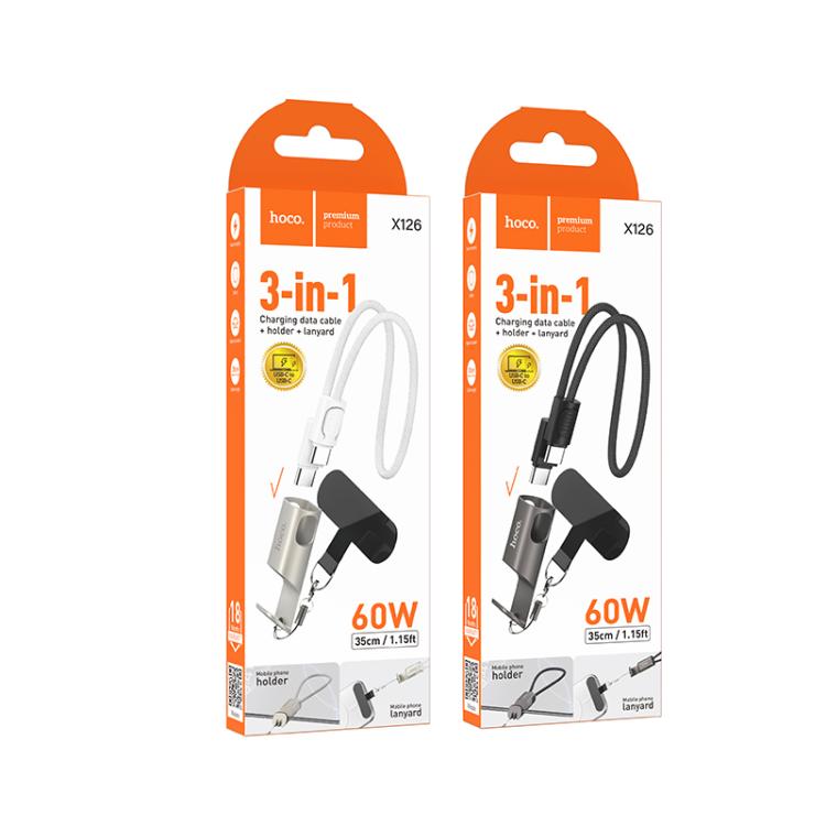 hoco X126 35cm Type-C to Type-C Experto 60W Phone Holder & Lanyard & Data Cable