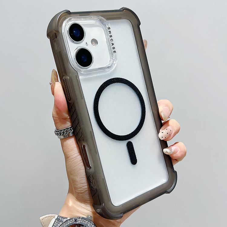 For iPhone 16 Transparent Matte TPU Hybrid PC 3-in-1 MagSafe Phone Case