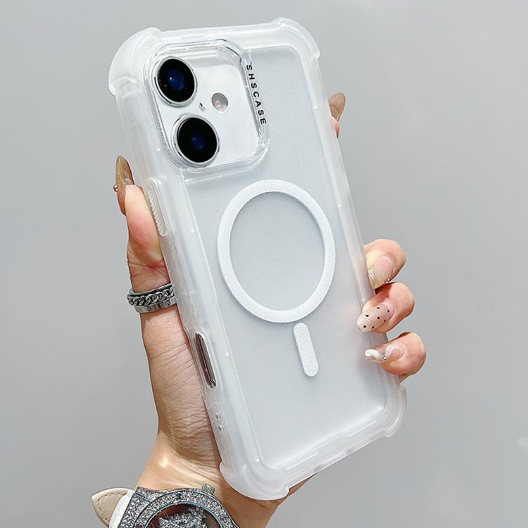 For iPhone 16 Transparent Matte TPU Hybrid PC 3-in-1 MagSafe Phone Case