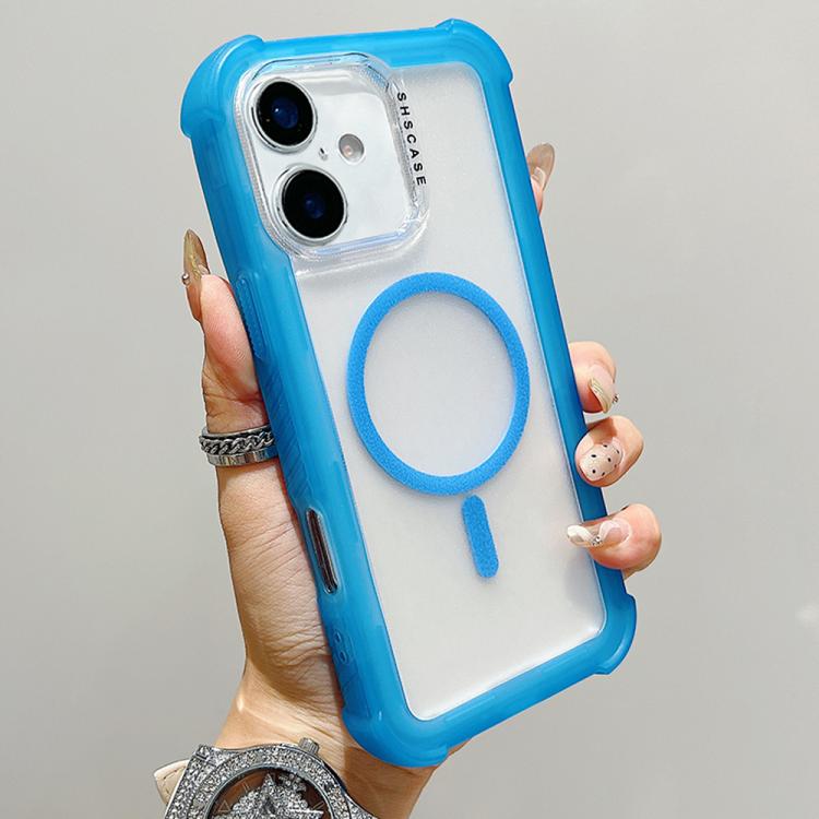 For iPhone 16 Transparent Matte TPU Hybrid PC 3-in-1 MagSafe Phone Case