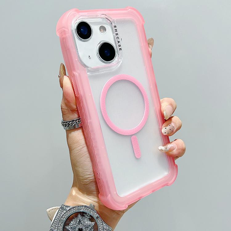 For iPhone 15 Transparent Matte TPU Hybrid PC 3-in-1 MagSafe Phone Case