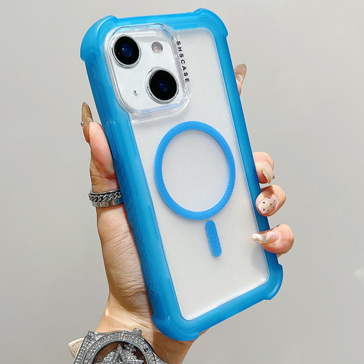 For iPhone 15 Transparent Matte TPU Hybrid PC 3-in-1 MagSafe Phone Case