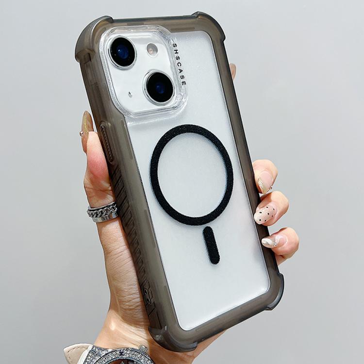 For iPhone 14 Transparent Matte TPU Hybrid PC 3-in-1 MagSafe Phone Case