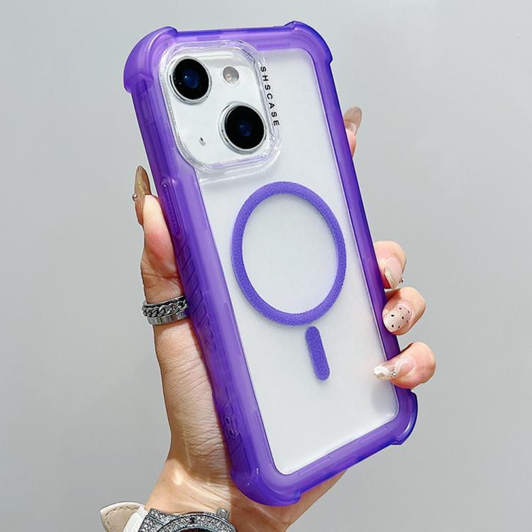 For iPhone 14 Transparent Matte TPU Hybrid PC 3-in-1 MagSafe Phone Case