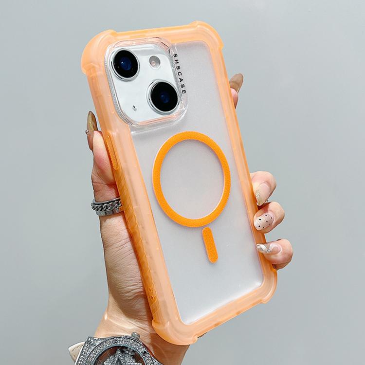 For iPhone 14 Transparent Matte TPU Hybrid PC 3-in-1 MagSafe Phone Case