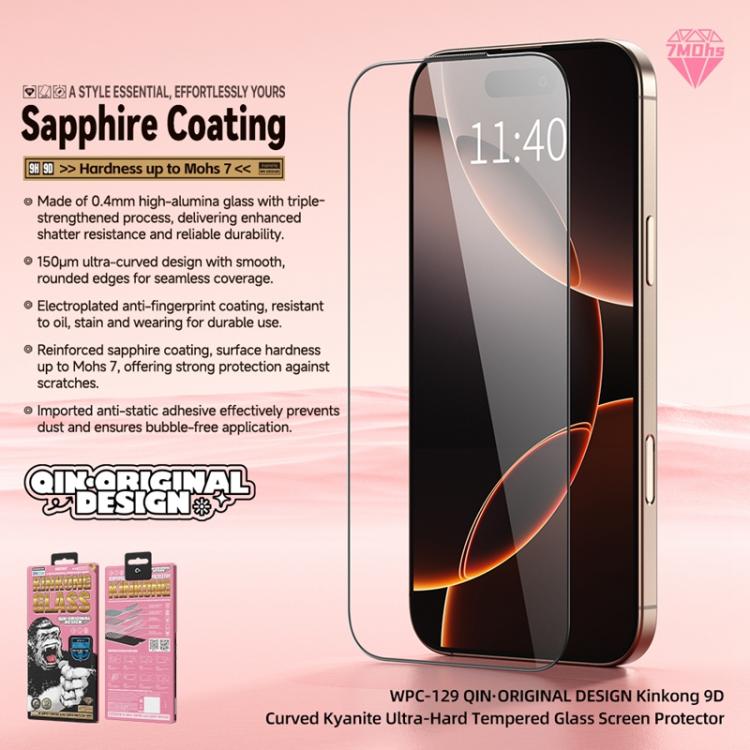For iPhone 17 Pro WK WTP-129 Qin-Original Design 9D Curved Kyanite Ultra-Hard Tempered Glass Film