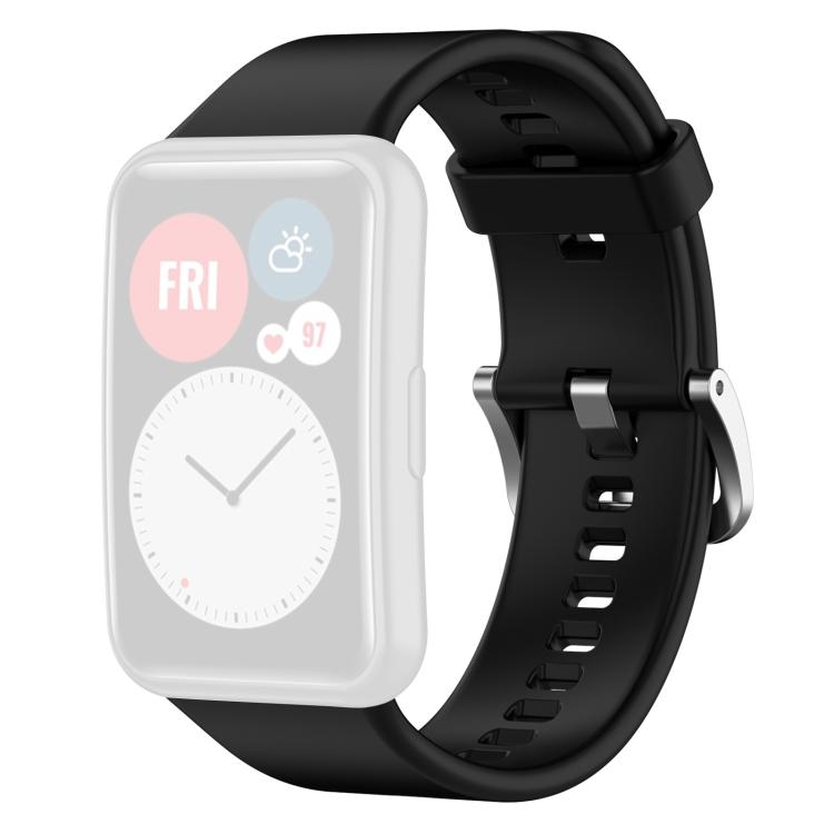 For Huawei Watch Fit New xDfind Solid Color Silver Steel Buckle Silicone Watch Band