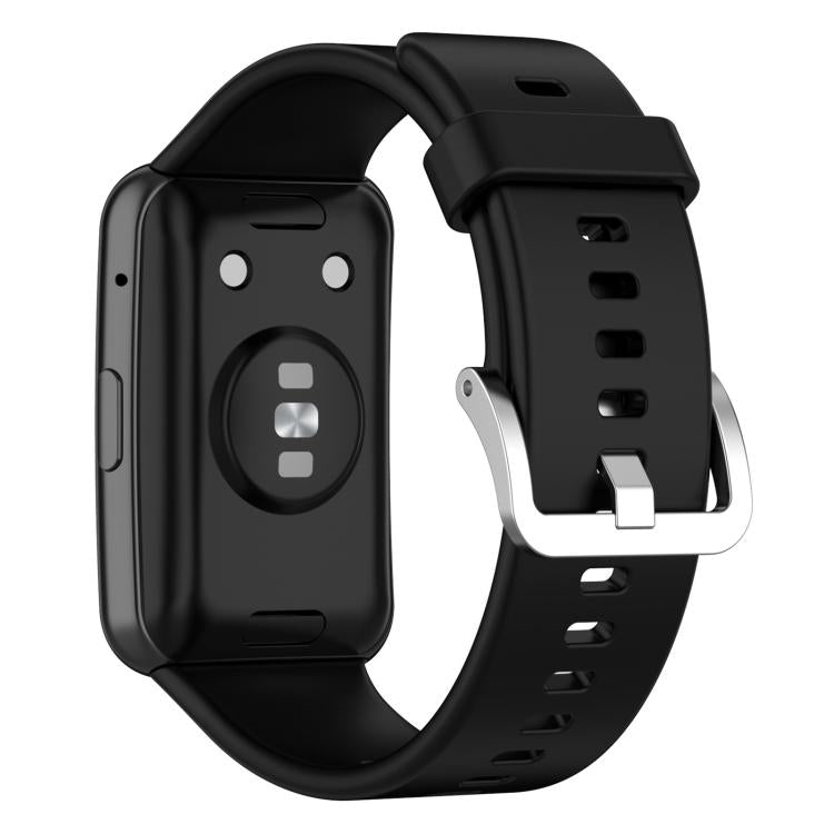 For Huawei Watch Fit New xDfind Solid Color Silver Steel Buckle Silicone Watch Band