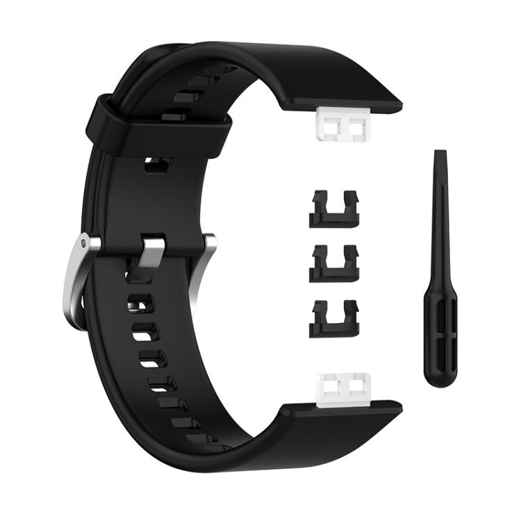For Huawei Watch Fit New xDfind Solid Color Silver Steel Buckle Silicone Watch Band