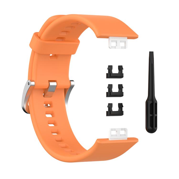 For Huawei Watch Fit New xDfind Solid Color Silver Steel Buckle Silicone Watch Band