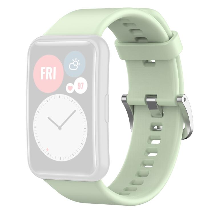 For Huawei Watch Fit New xDfind Solid Color Silver Steel Buckle Silicone Watch Band