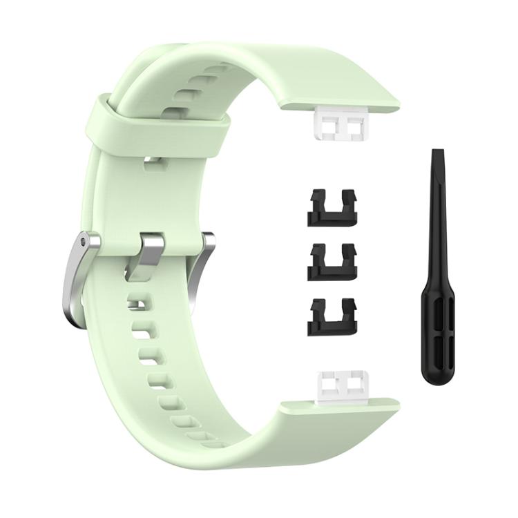 For Huawei Watch Fit New xDfind Solid Color Silver Steel Buckle Silicone Watch Band