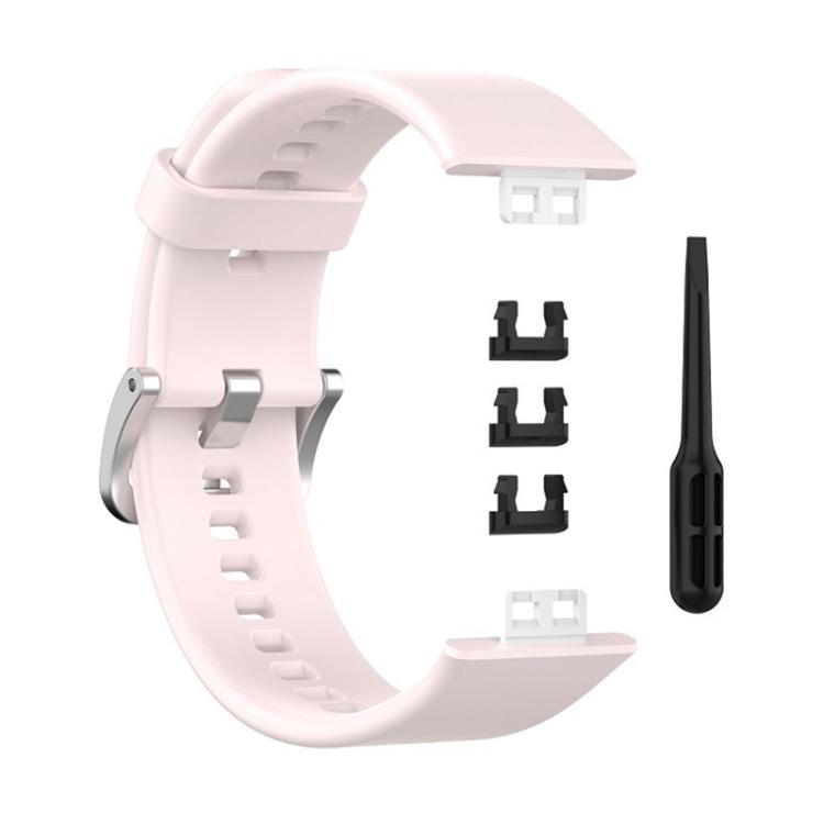 For Huawei Watch Fit New xDfind Solid Color Silver Steel Buckle Silicone Watch Band