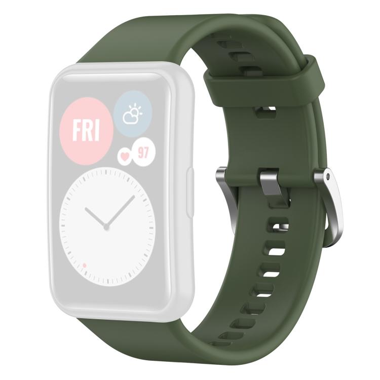 For Huawei Watch Fit New xDfind Solid Color Silver Steel Buckle Silicone Watch Band